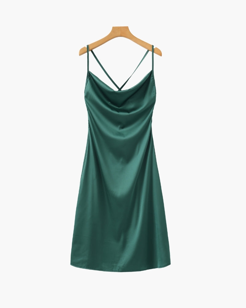 Slip Dress Ladies Silk Cowl Neck Elegant