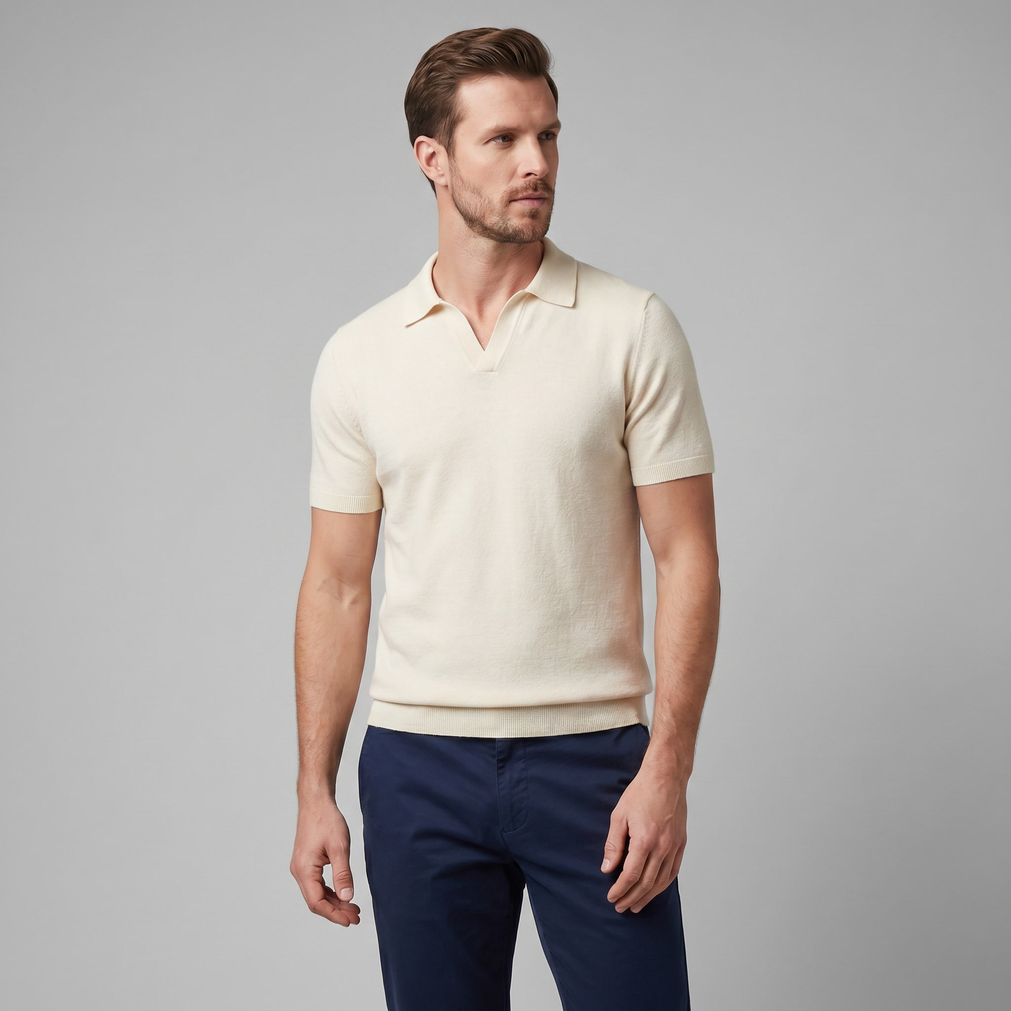 Smart Casual Men's V-Neck Polo Summer Lightweight
