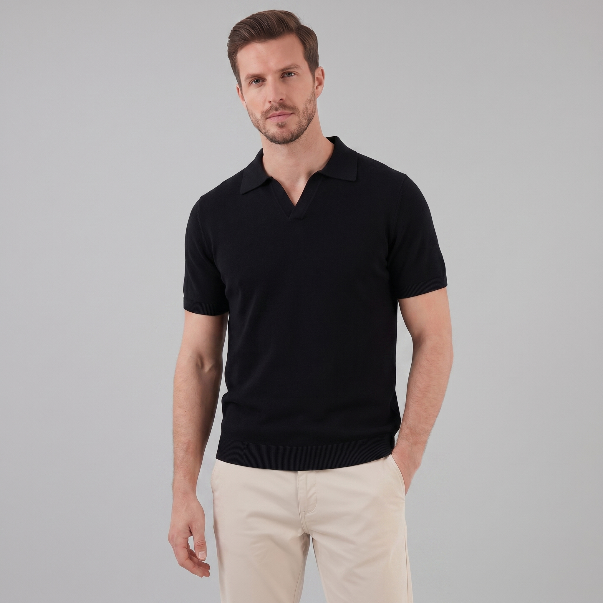 Smart Casual Men's V-Neck Polo Summer Lightweight