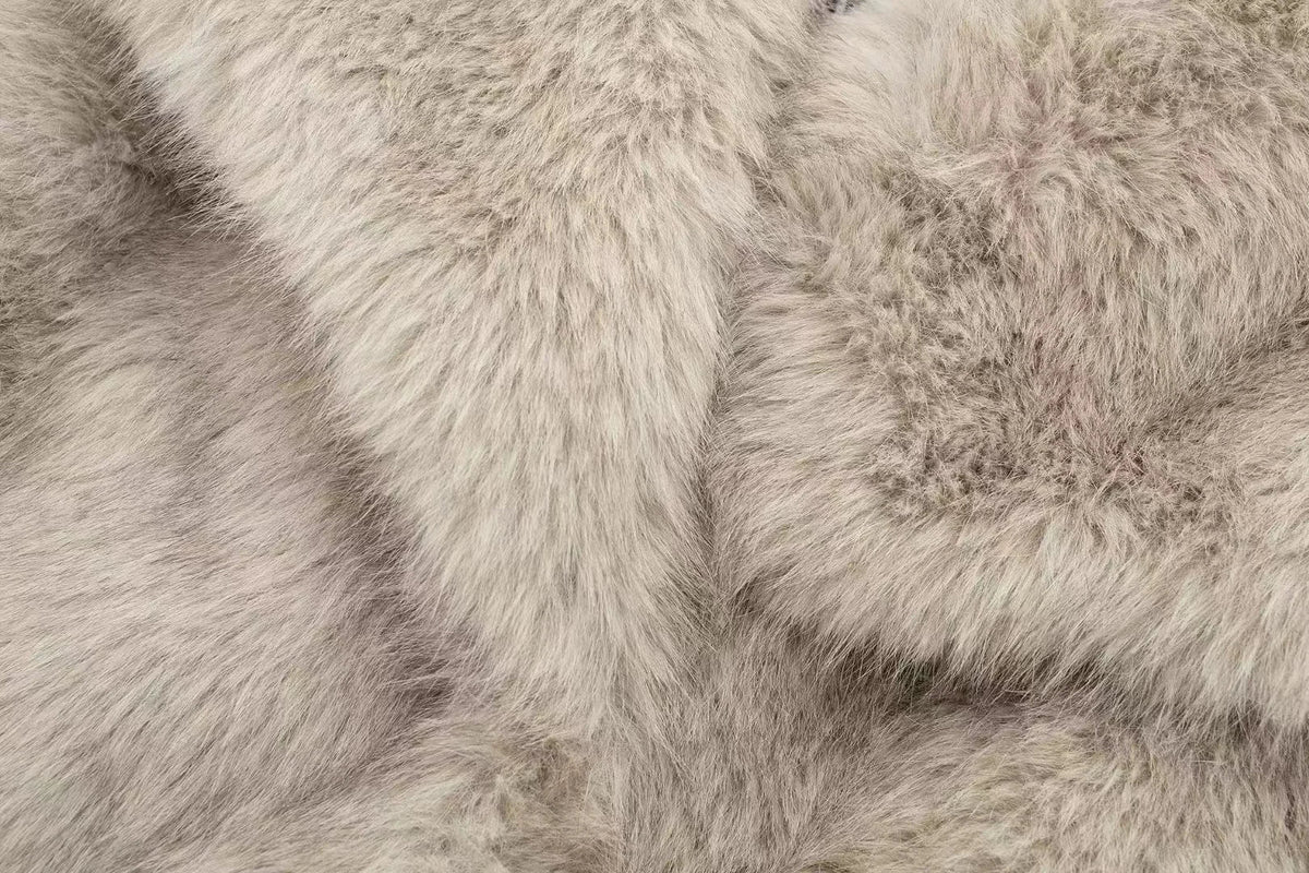 Faux Fur Coat for Women with Notched Collar