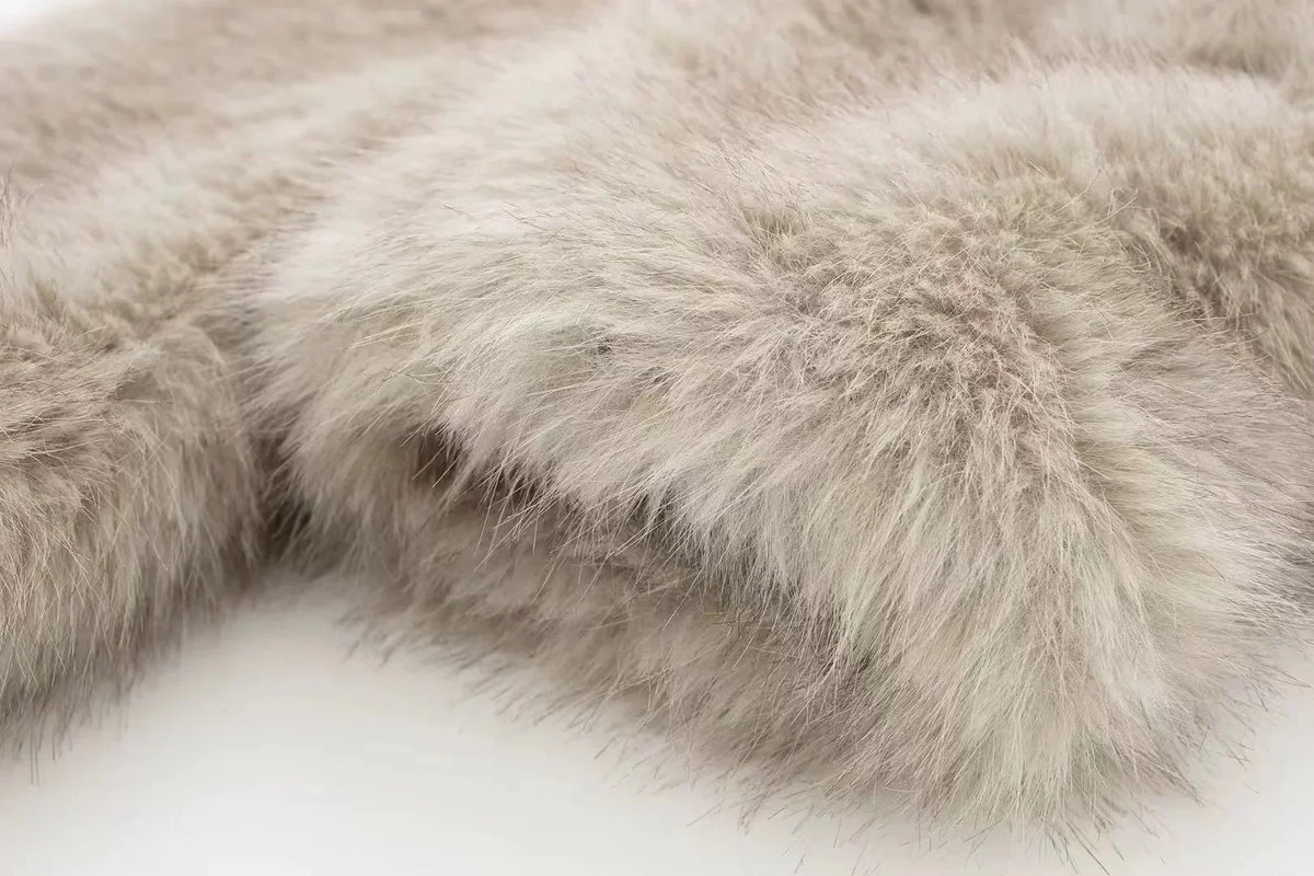 Faux Fur Coat for Women with Notched Collar