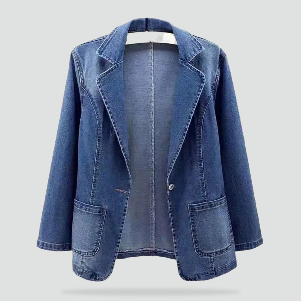 Stylish Denim Blazer for Women with Pocket and Oversized Look