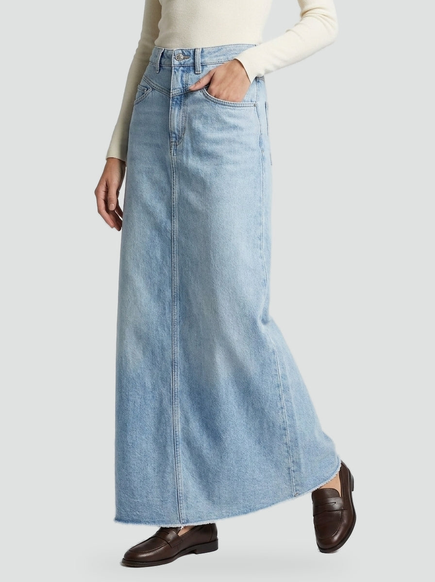 Stylish Denim Maxi Skirt for Women with High Waist