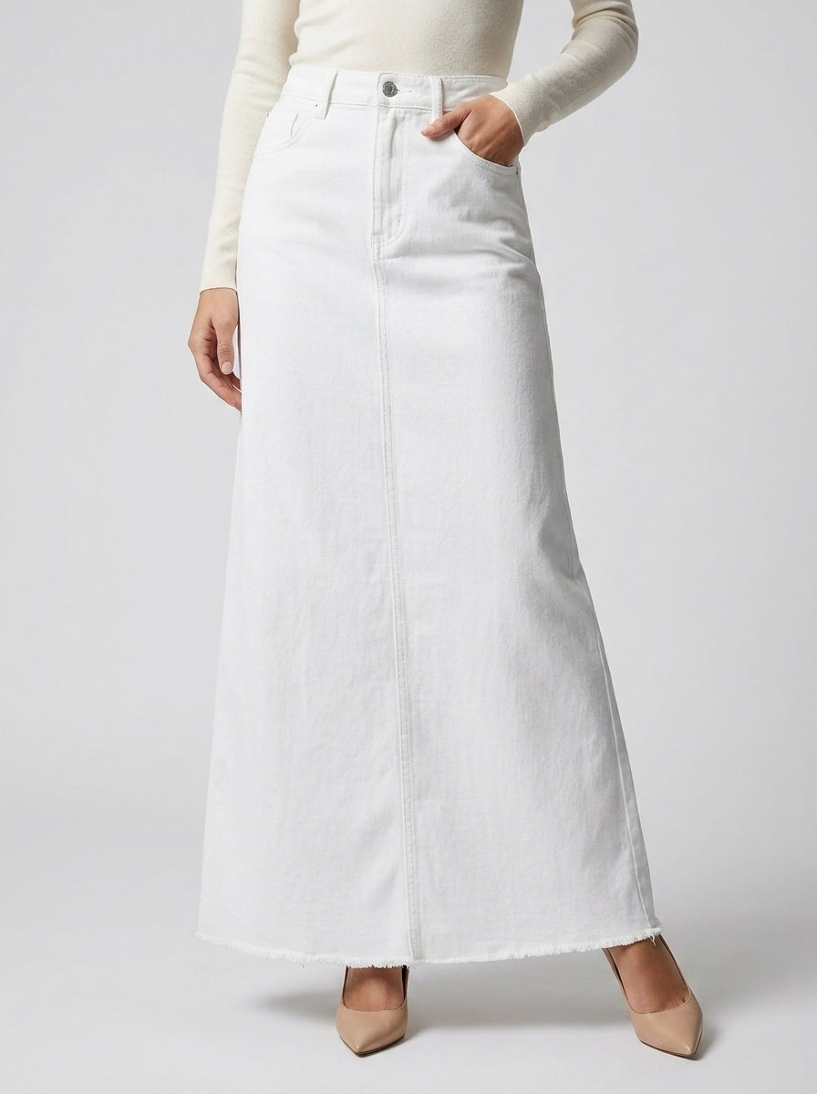 Stylish Denim Maxi Skirt for Women with High Waist
