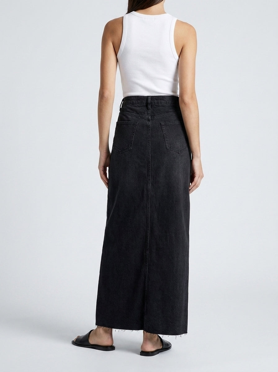 Stylish Denim Maxi Skirt for Women with High Waist
