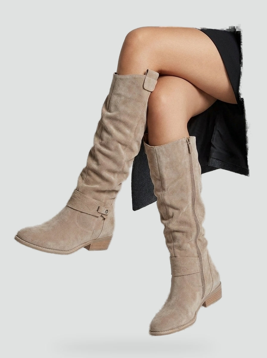 Stylish Knee-High Boots for Women with Suede Design