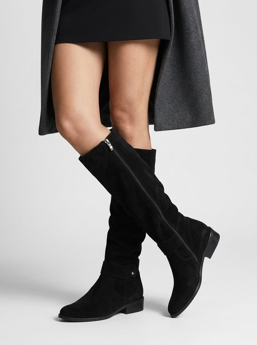 Stylish Knee-High Boots for Women with Suede Design