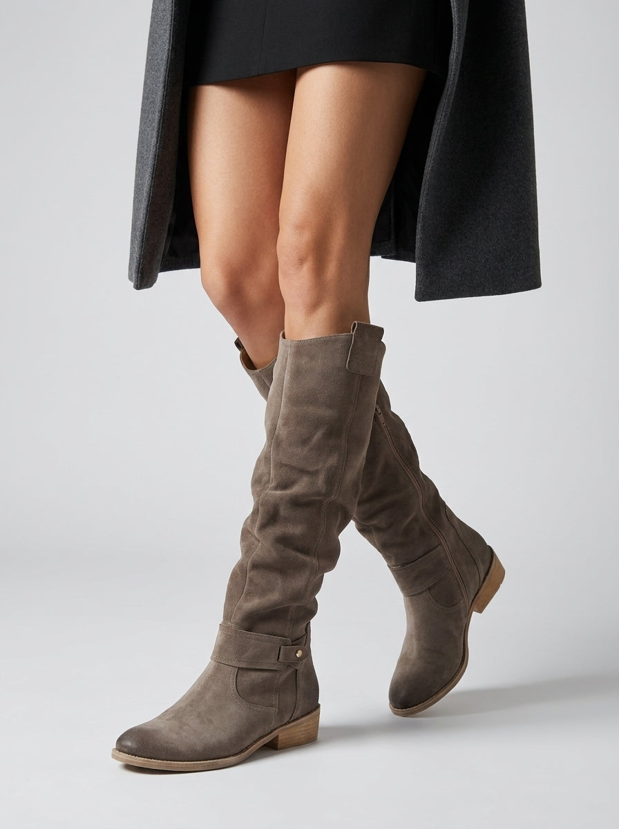 Stylish Knee-High Boots for Women with Suede Design
