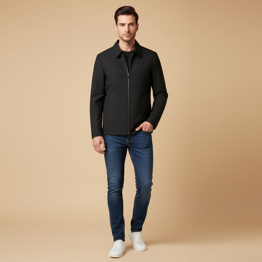 Stylish Short Jacket for Men with Classic Collar