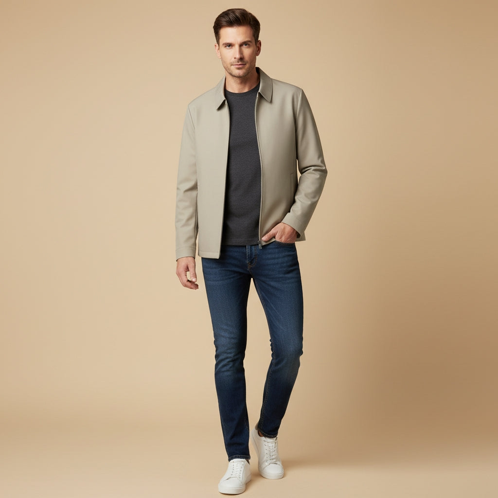 Stylish Short Jacket for Men with Classic Collar