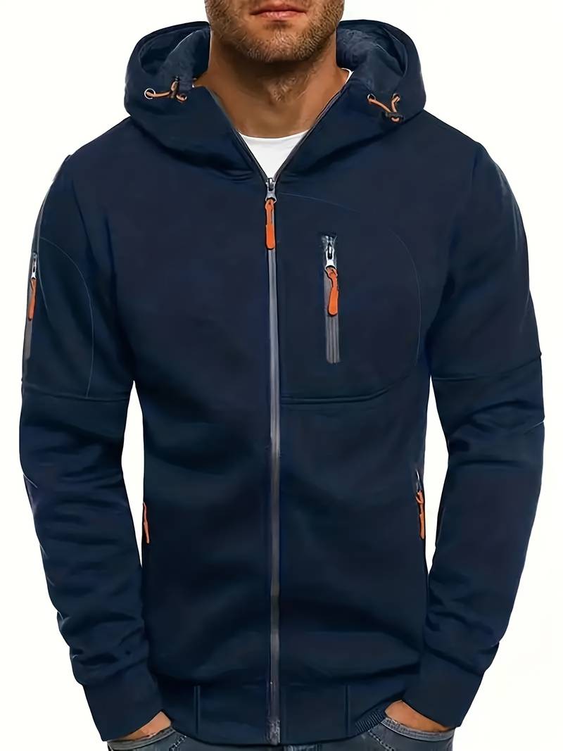 Men's Casual Hooded Sweatshirt with Comfortable Fit and Stylish Accents