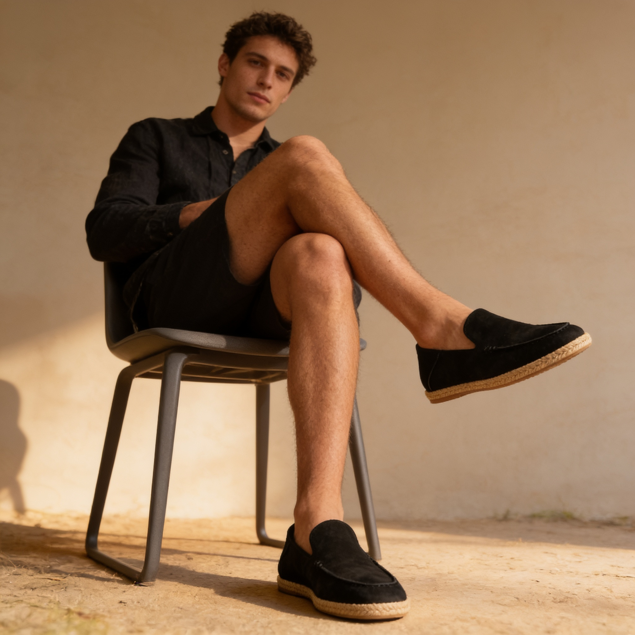 Suede Espadrille Loafers for Men Casual Summer