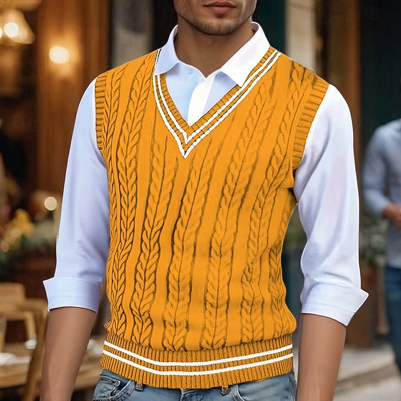 Percy | V-Neck Sweater Vest with Cable Knit Design