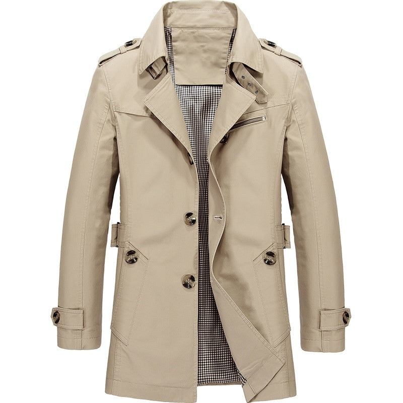 Elegant Men's Trench Coat with Structured Design | Comfort Meets Style