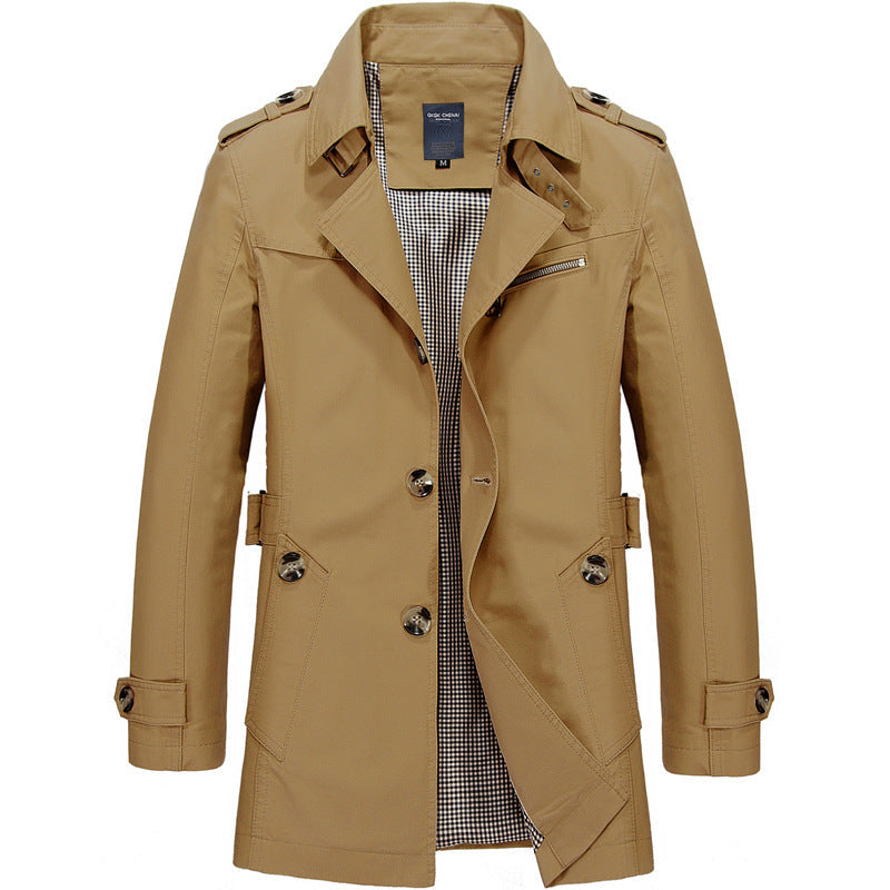 Elegant Men's Trench Coat with Structured Design | Comfort Meets Style
