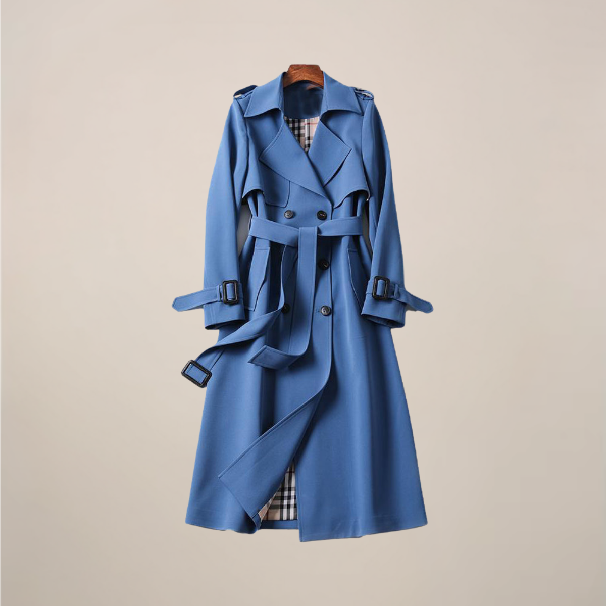 Ladies' Double-Breasted Belted Classic Trench Coat