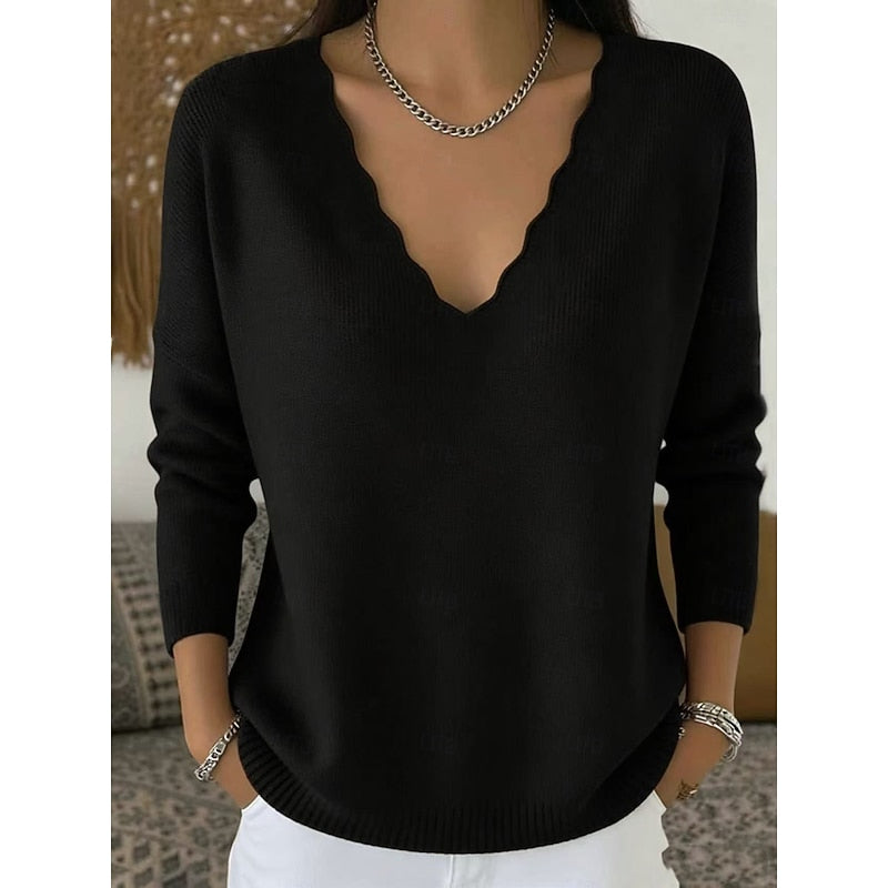 Margaret | Scalloped V-Neck Halloween Sweater