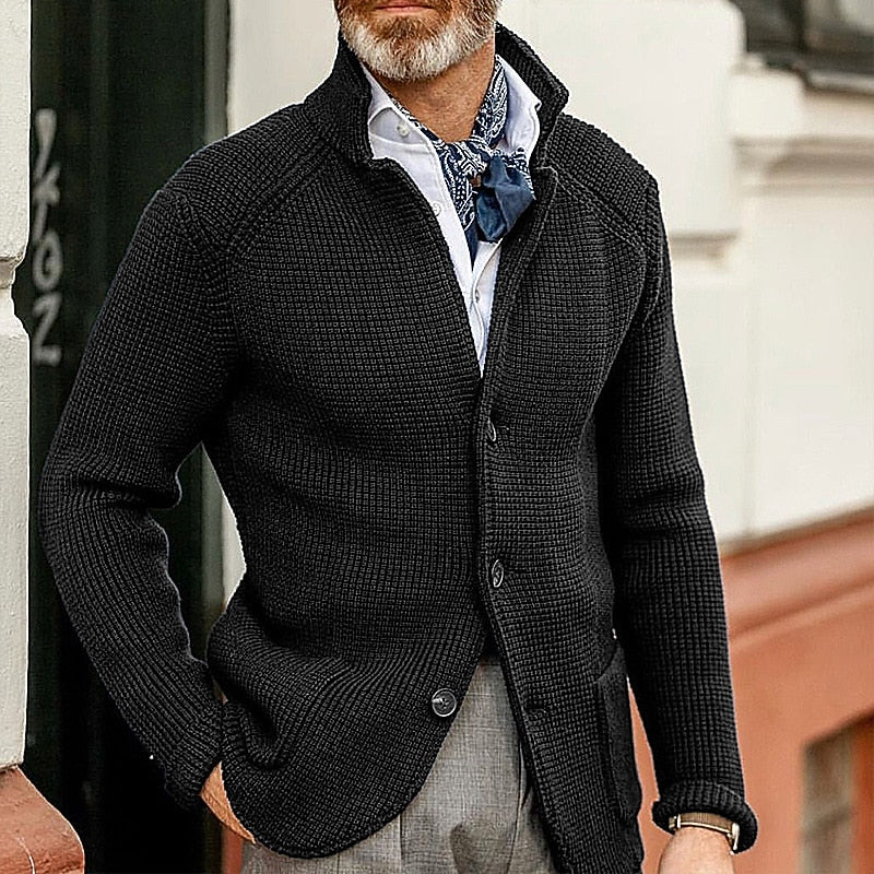 Sinclair | Textured Stand-Collar Knit Cardigan