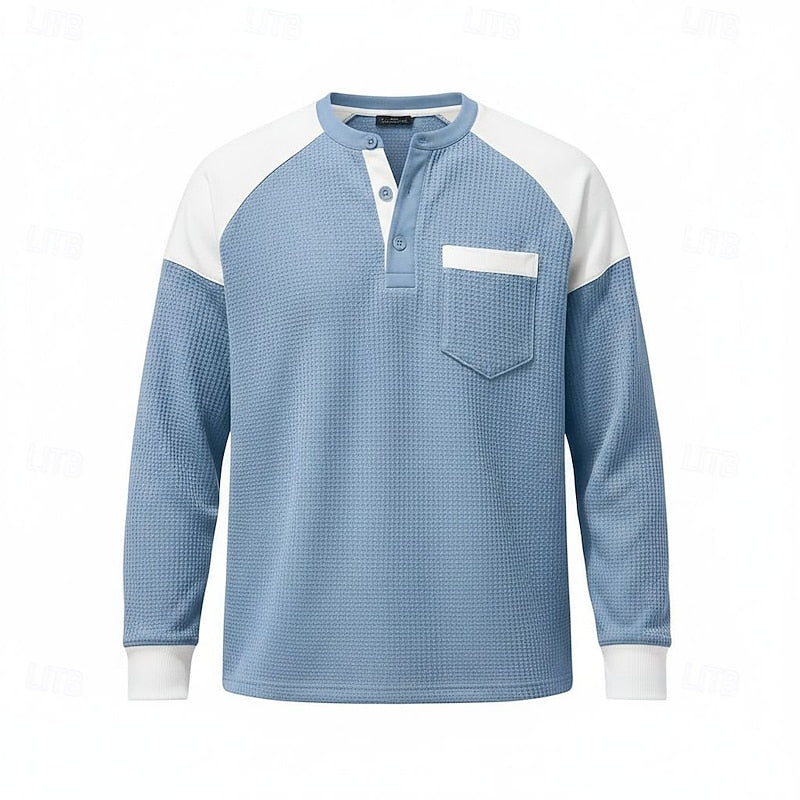 Ashton | Textured Long-Sleeve Henley Top