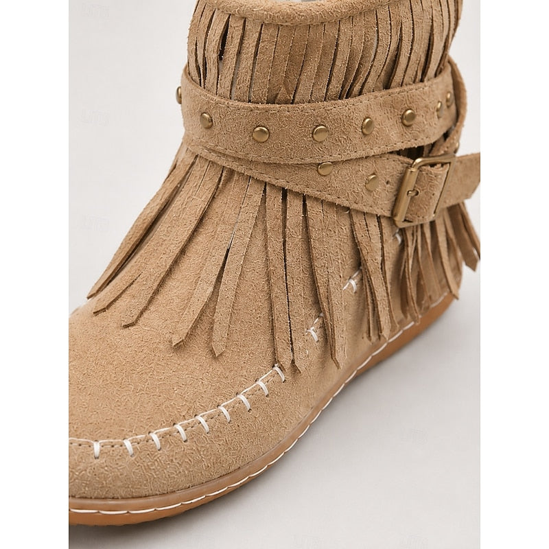 Maren | Fringe-Trimmed Western Ankle Boots