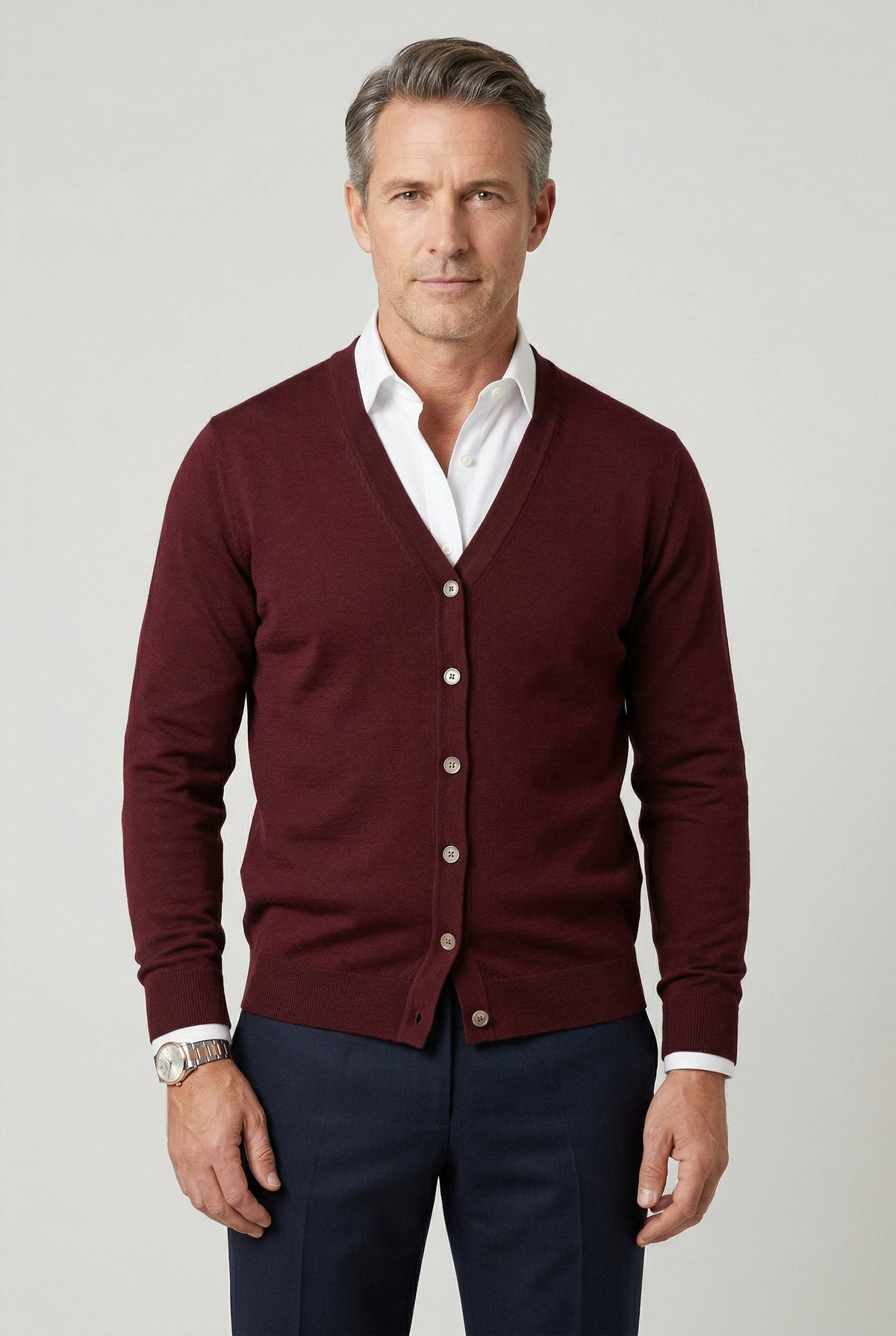 Men's V-Neck Button-Up Cardigan