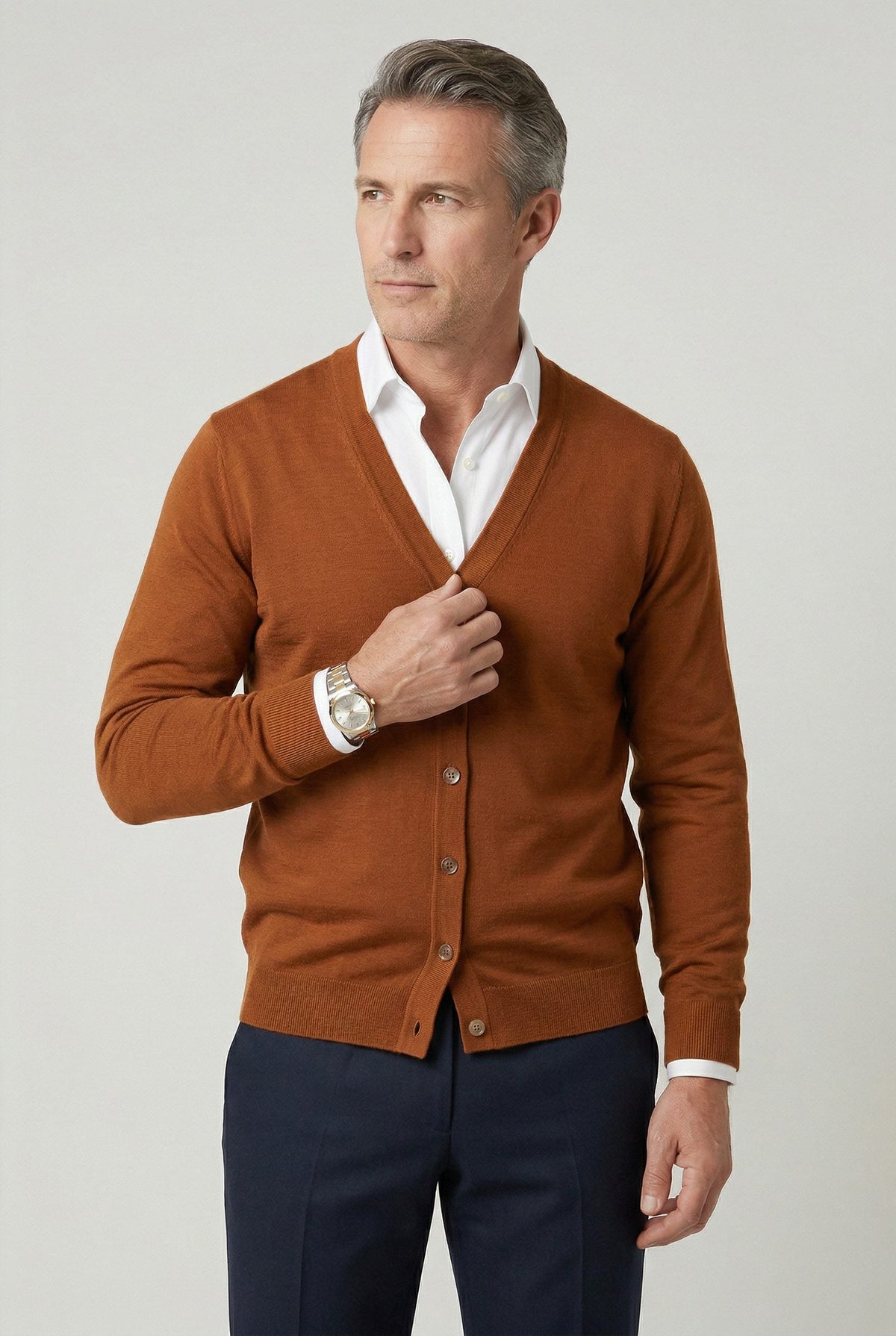 Men's V-Neck Button-Up Cardigan