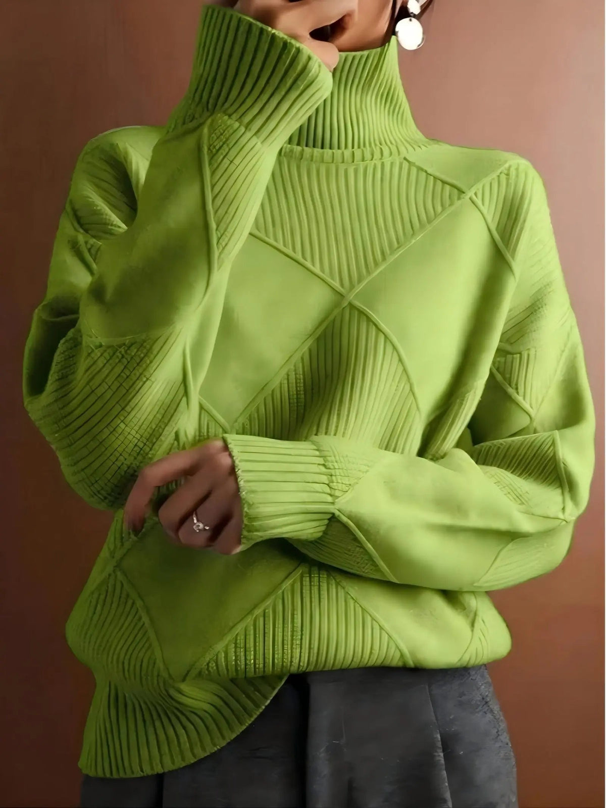 Women's Cable Knit Jumper with High Neck