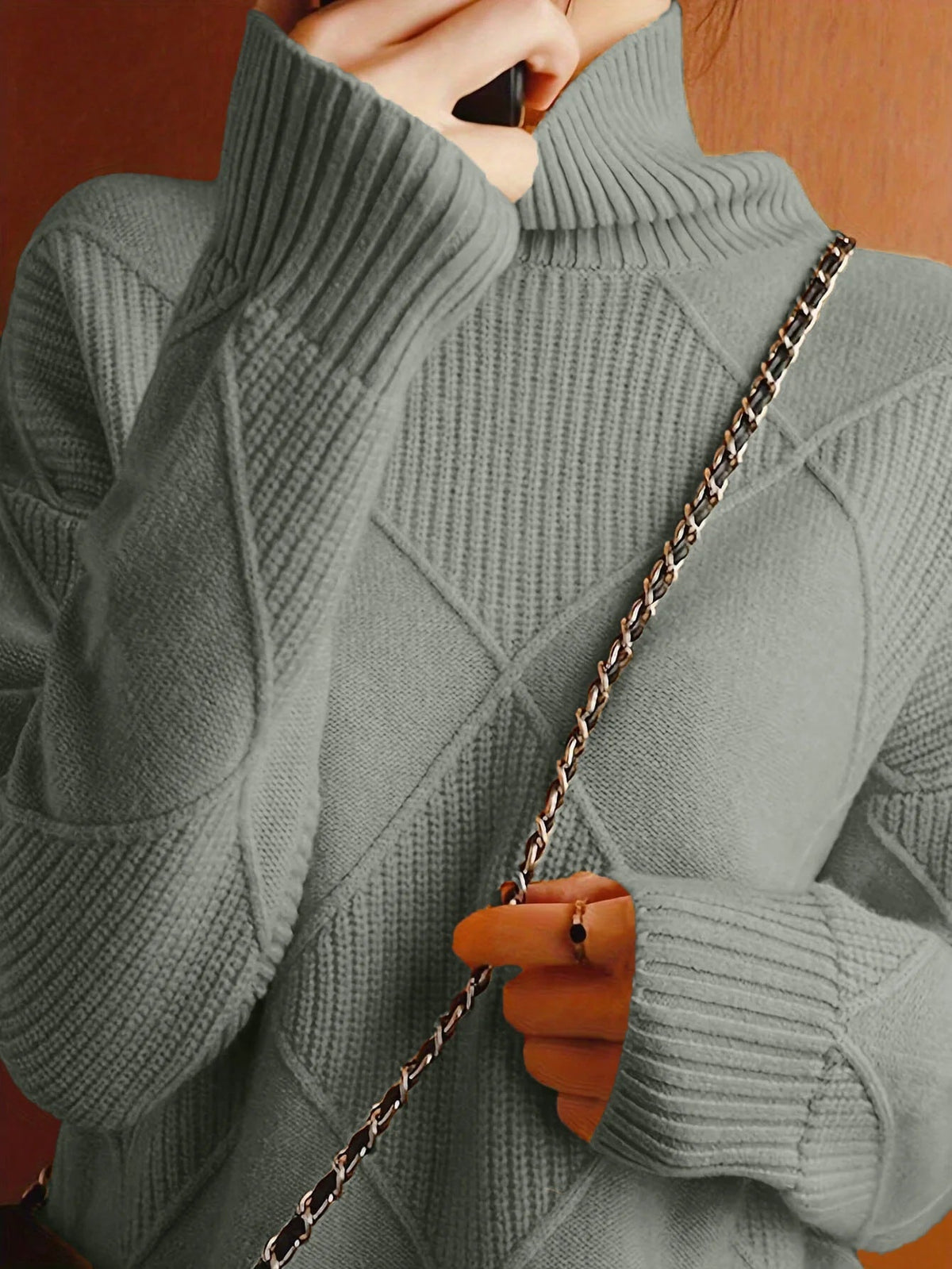 Women's Knit Jumper with Geometric Cables