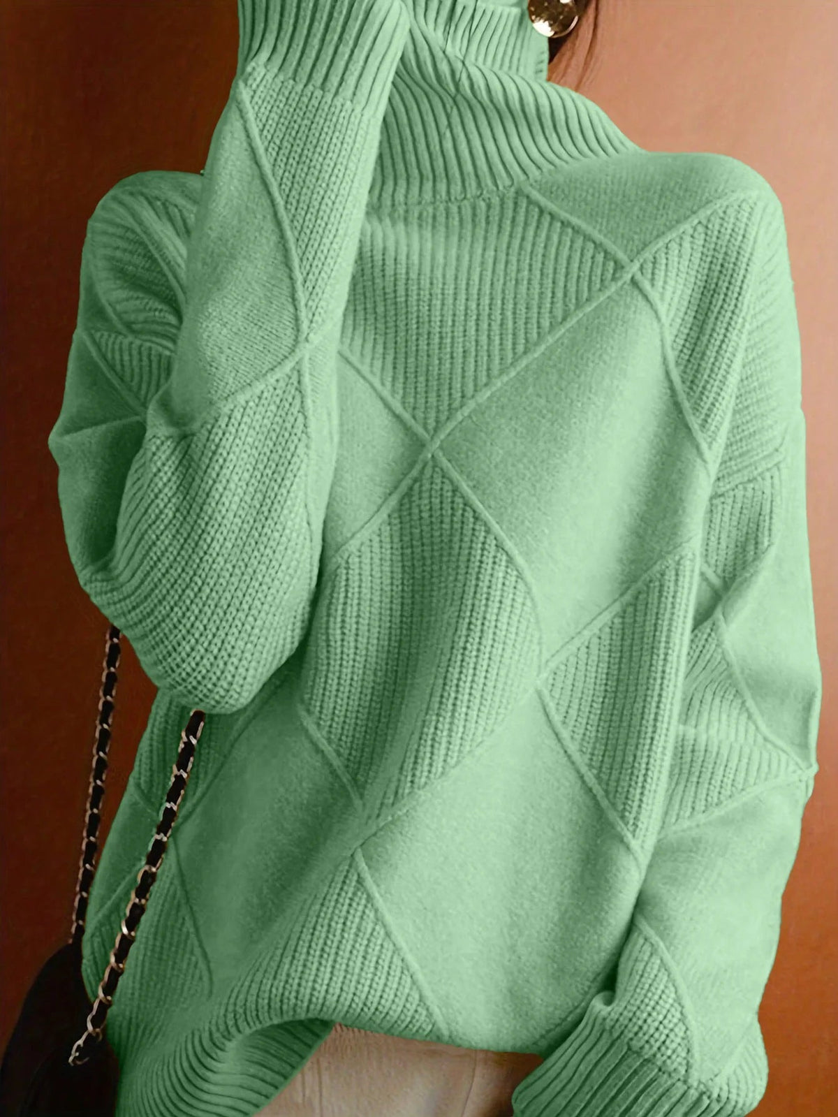 Women's Textured Knit Top with High Neck