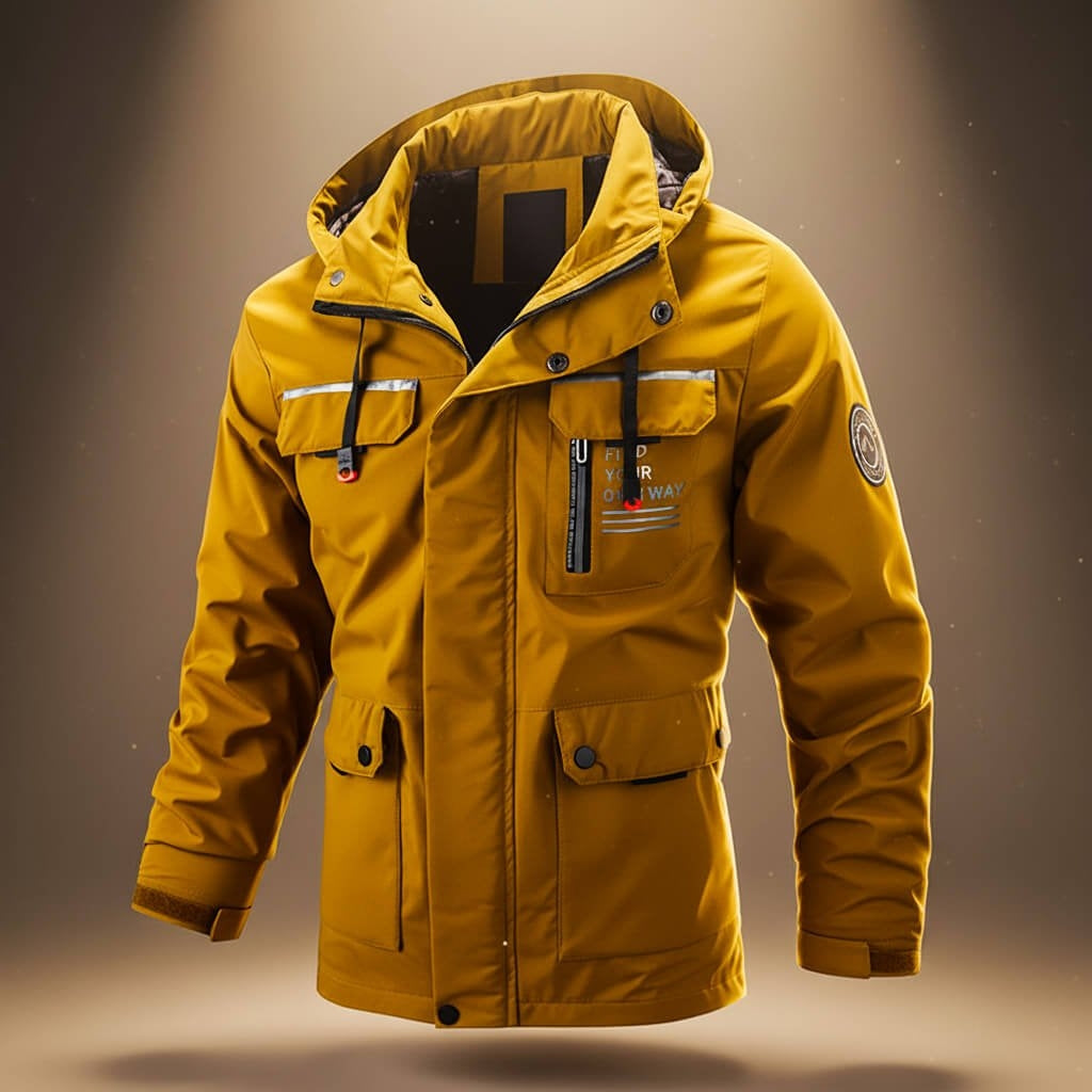 Water-Repellent Parka with Hood and Cargo Pockets for Men