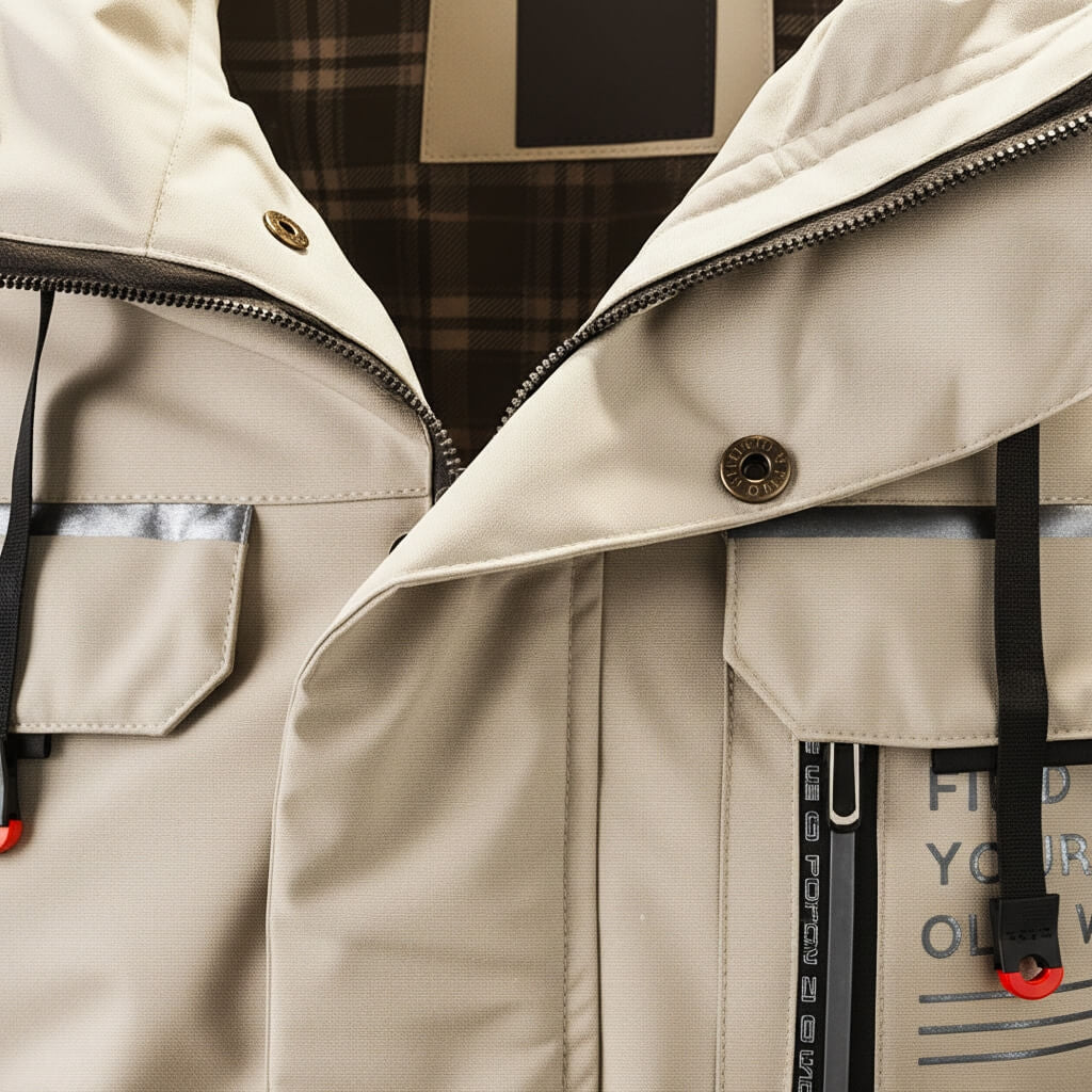 Water-Repellent Parka with Hood and Cargo Pockets for Men