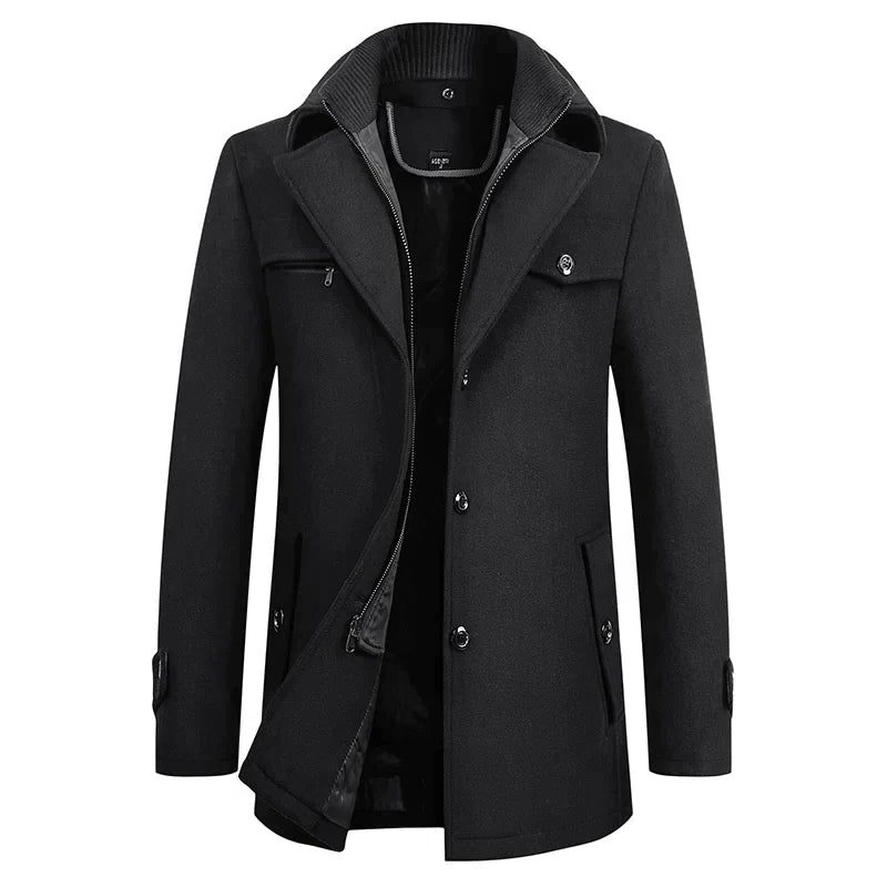 Men's Waterproof Coat with Notched Collar