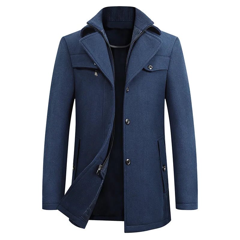 Men's Waterproof Coat with Notched Collar