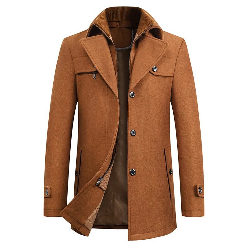 Men's Waterproof Coat with Notched Collar