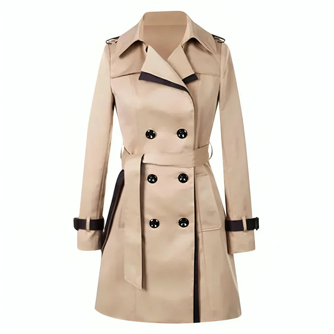 Windproof ladies' trench coat with lapel collar for winter days