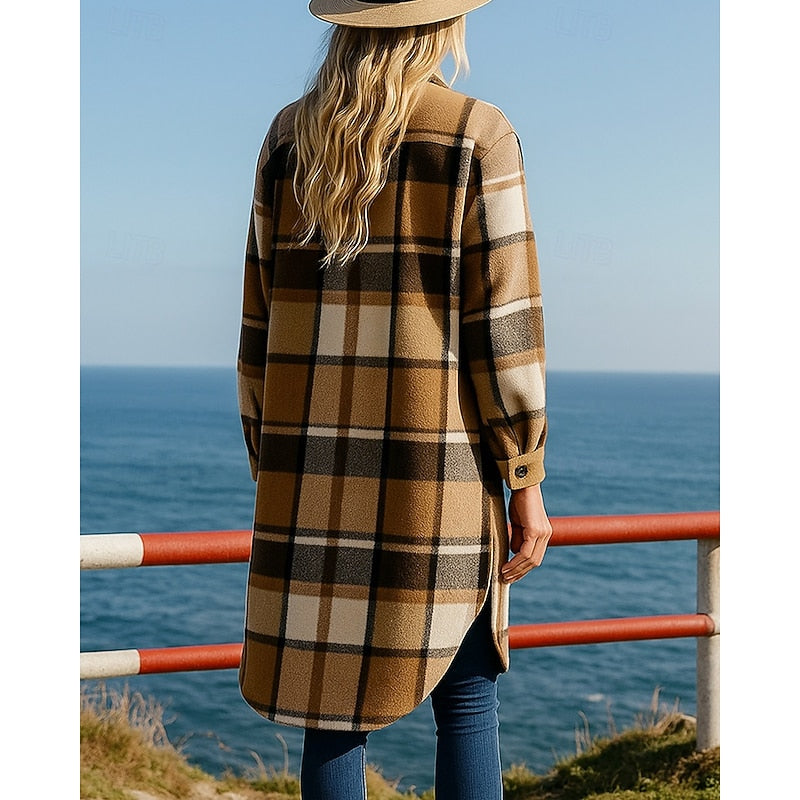 Noreen | Oversized Checkered Long Coat