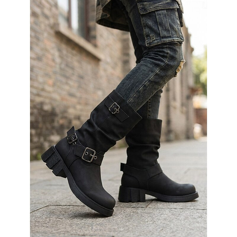 Ramona | Retro Buckle Biker Boots