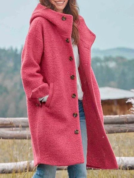 Women's Wool Long Coat with Stand-Up Collar