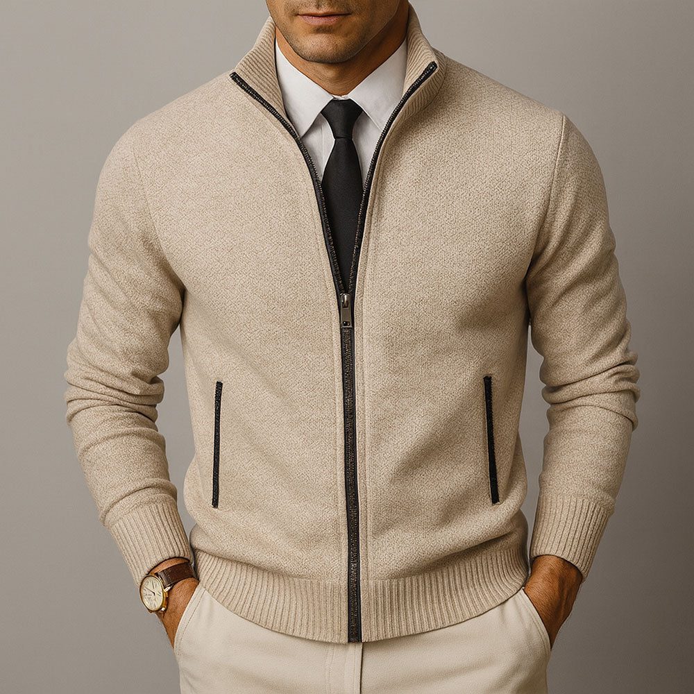 Men's Wool Zip-Up Cardigan