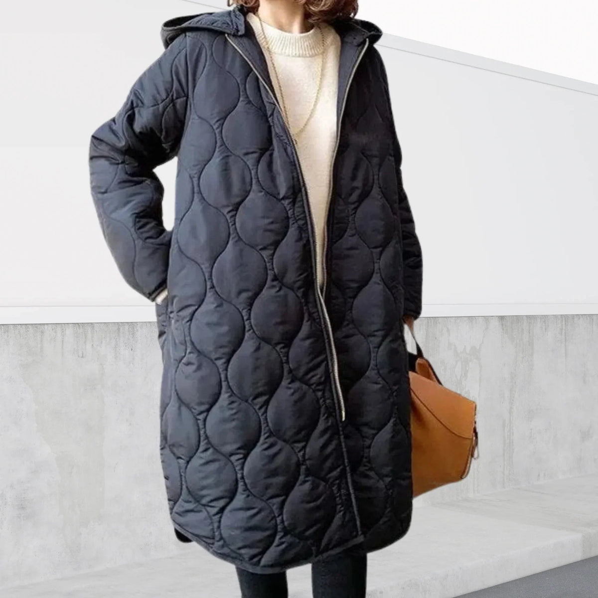 Women's Hooded Long Quilted Coat