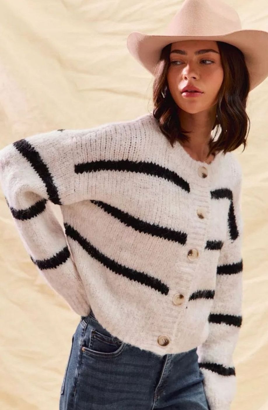 Harper | Women's Timeless Striped Knit Cardigan with Button-Down Front