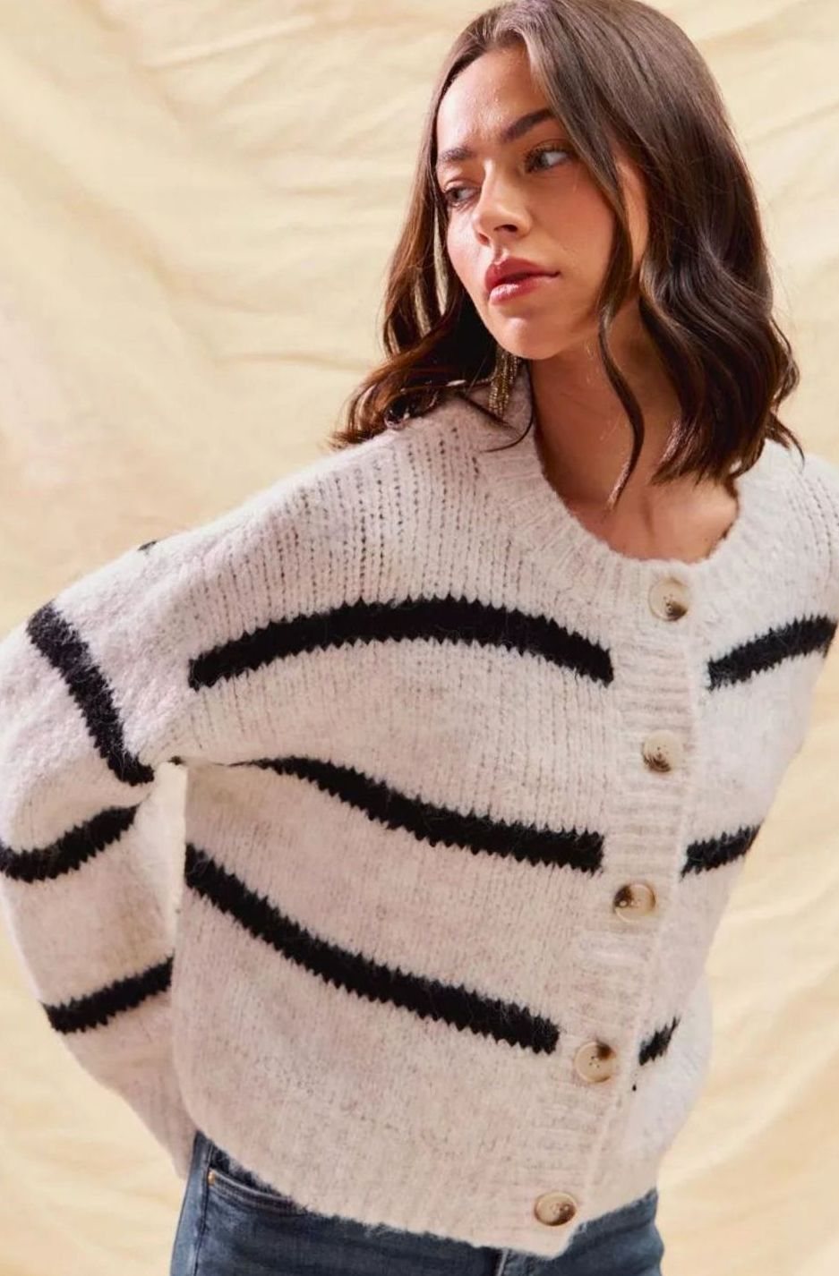 Harper | Women's Timeless Striped Knit Cardigan with Button-Down Front