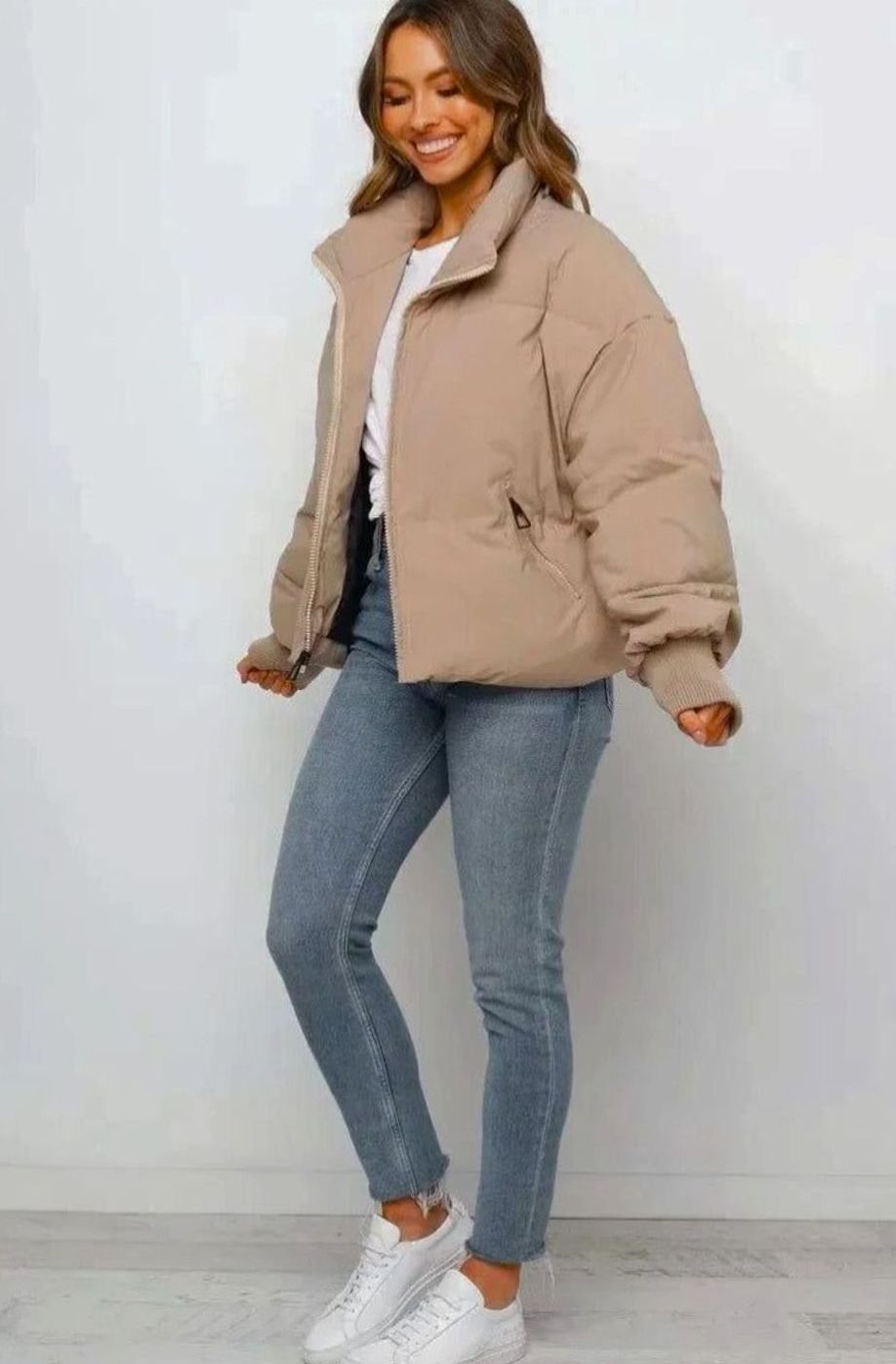 Grace | Women's Quilted Cropped Puffer Jacket with Zip-Up and Stand Collar