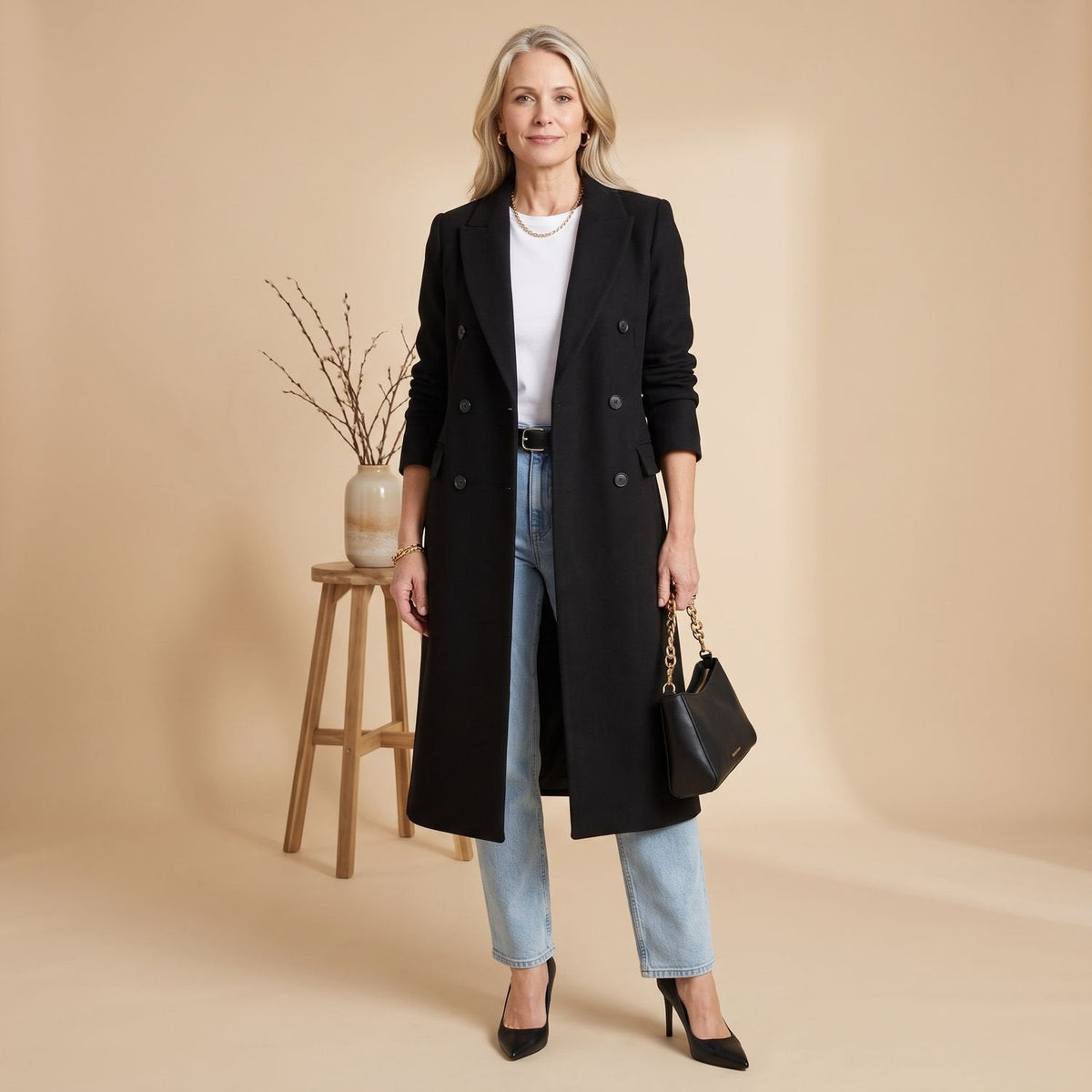 Victoria | Women's Longline Double-Breasted Wool Blend Coat