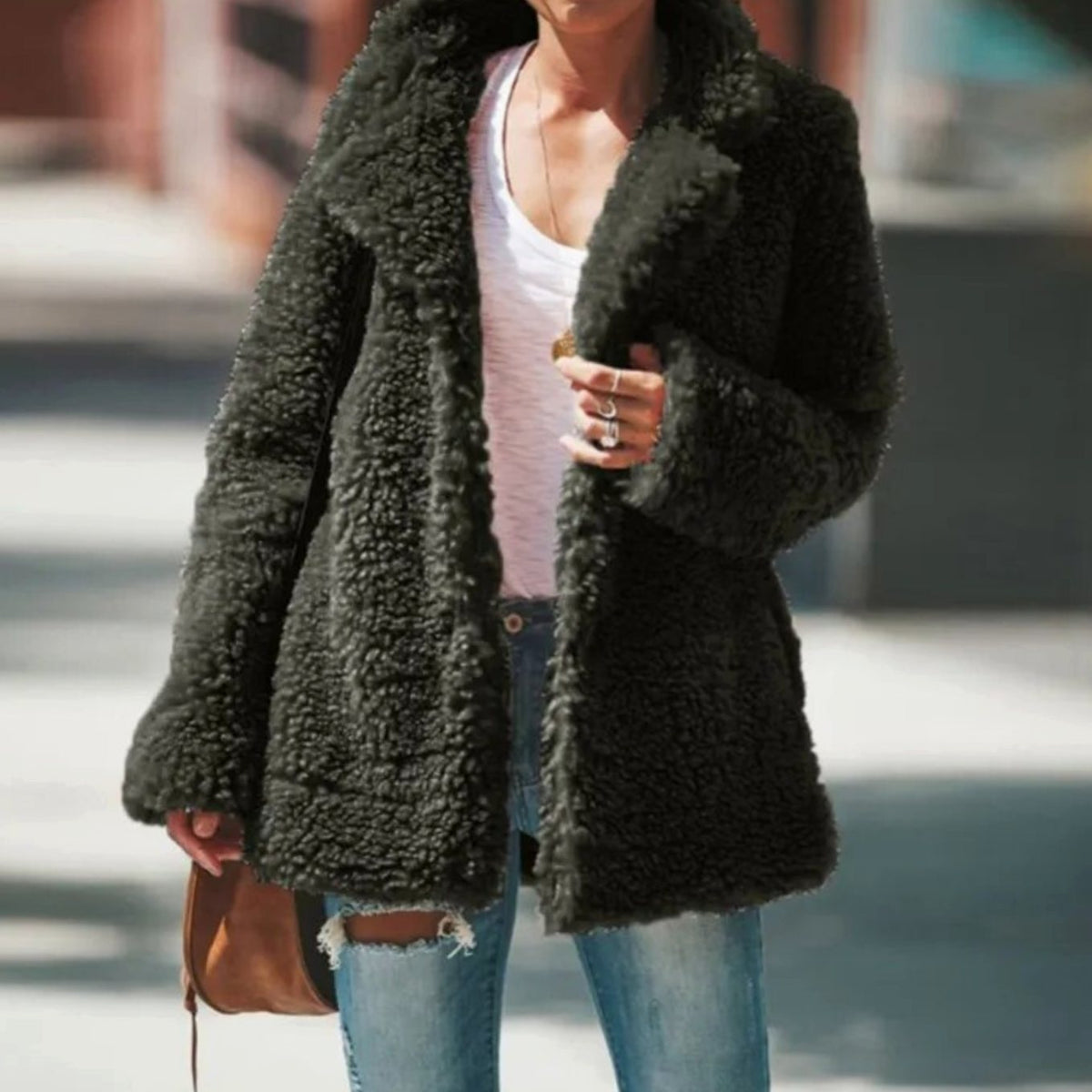 Aria | Women's Fluffy Teddy Faux Fur Open-Front Jacket