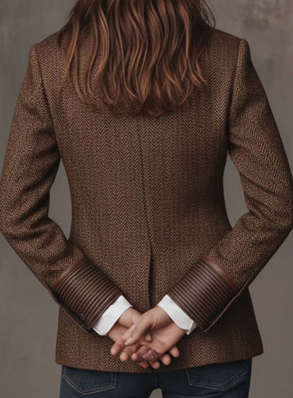 Mia | Women's Structured Blazer with Herringbone Print Panels