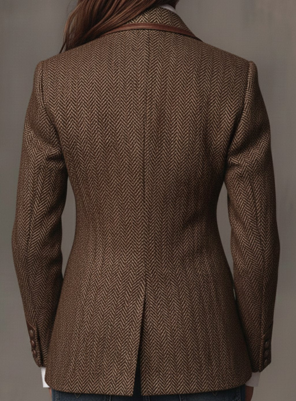 Mia | Women's Structured Blazer with Herringbone Print Panels