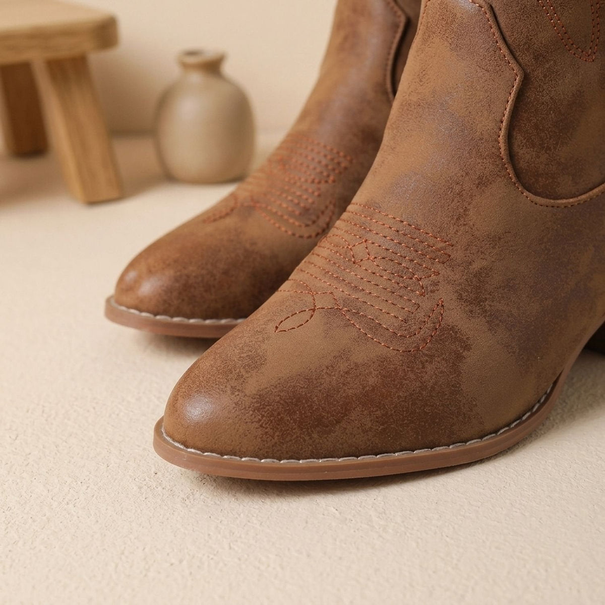 Aria | Women's Embroidered Faux Leather Knee-High Cowgirl Boots