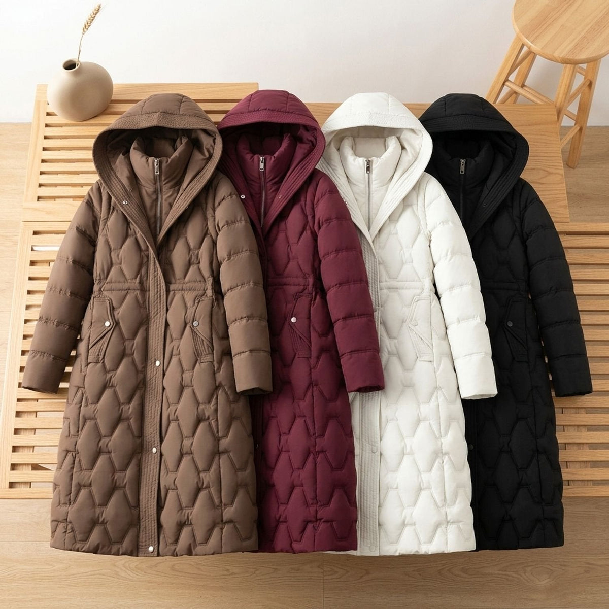 Penelope | Women's Quilted Longline Hooded Winter Parka