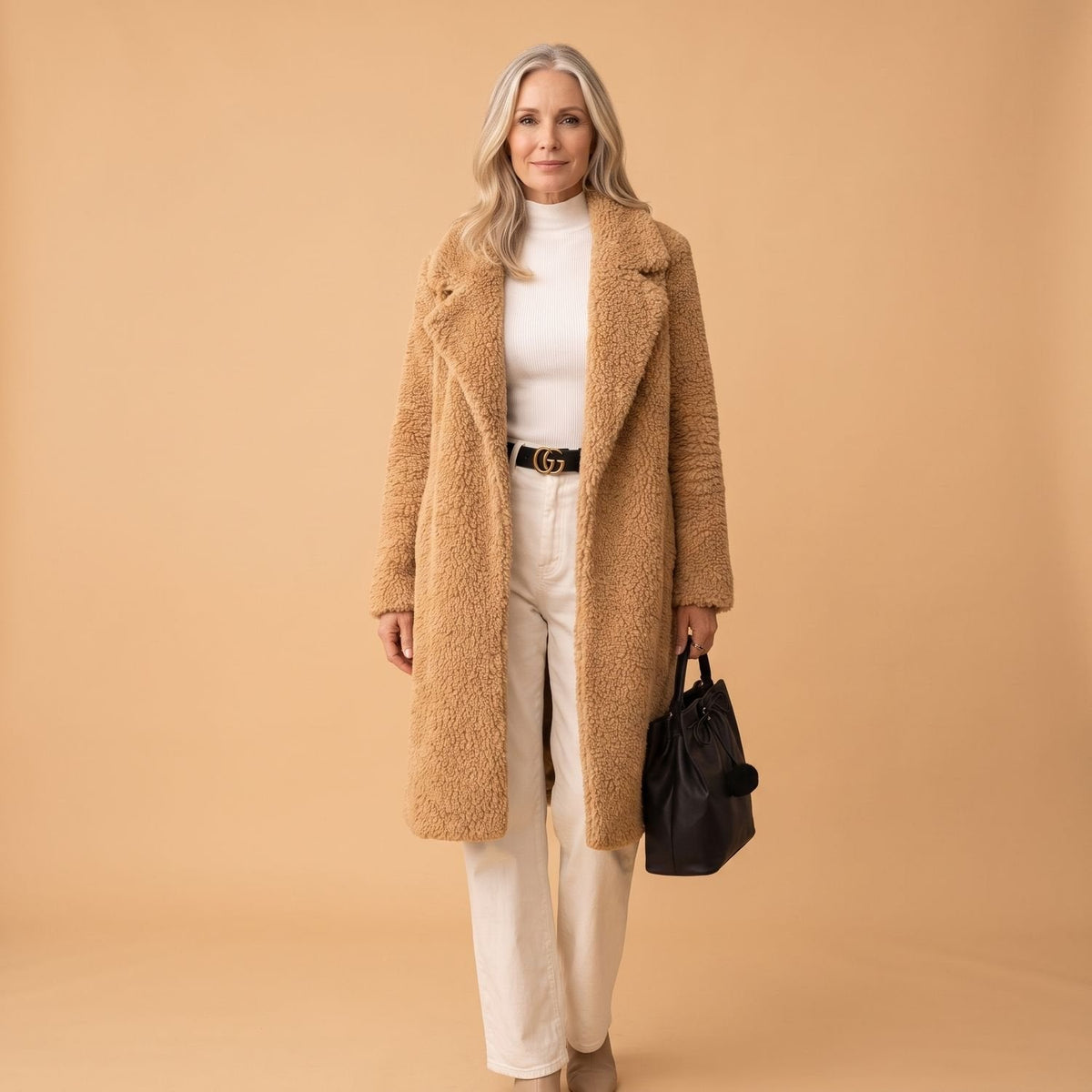 Madison | Women's Cozy Longline Relaxed-Fit Sherpa Teddy Winter Coat